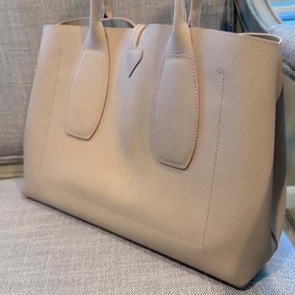 LONGCHAMP Roseau Large Leather Shoulder Tote-light pink (cert of authenticity) - Picture 13 of 17